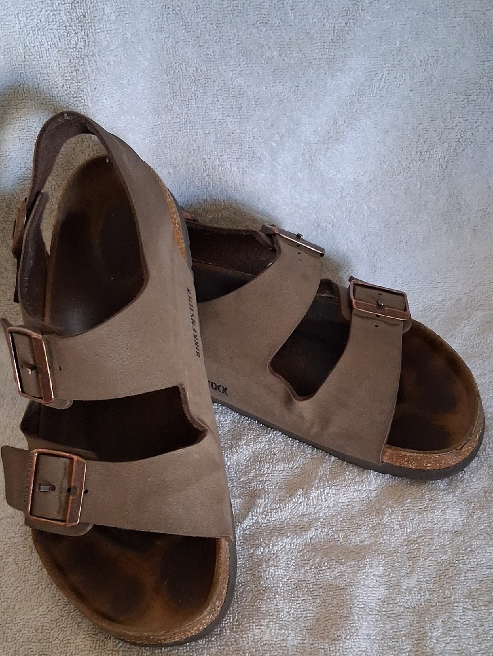 Birkenstock Brown Suede Two-Strap Sandals